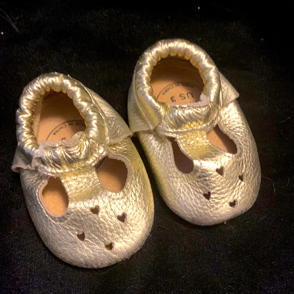 Bird Rock Baby Gold Mary Janes Size 3 mos.